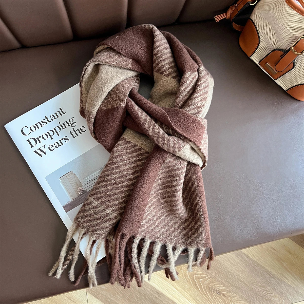 Luxury Winter Cashmere Scarf Women 2025 Design Warm Pashmina Blanket Poncho Scarves Female Shawl Wraps Thick Foulard Bufanda Soldes-ShopOnline