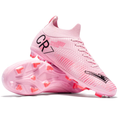 Unisex Soccer Shoes High-Tops Lace-Up Non-Slip Spikes Outdoor Sports Athletic Football Cleats for Professional Training Sneaker Soldes-ShopOnline