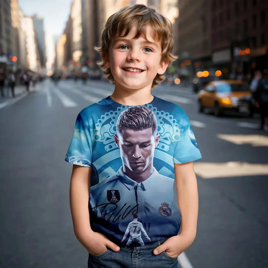 Nouveau T-Shirt kit Ronaldo de football européen Portugal été 2025 imprimé en 3D printemps/été T-shirt pour enfants par Cristiano Ronaldo - Soldes-ShopOnline