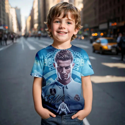 Nouveau T-Shirt kit Ronaldo de football européen Portugal été 2025 imprimé en 3D printemps/été T-shirt pour enfants par Cristiano Ronaldo - Soldes-ShopOnline