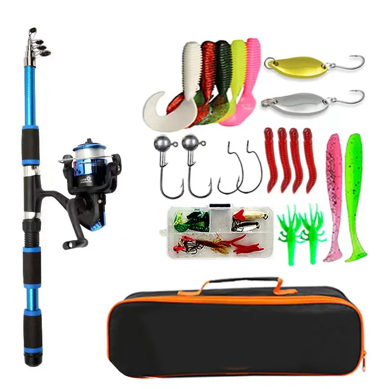 Kit Canne à Pêche Télescopique BRAVMACK 1,8m – Moulinet, Leurres, Hameçons, Voyage Soldes-ShopOnline