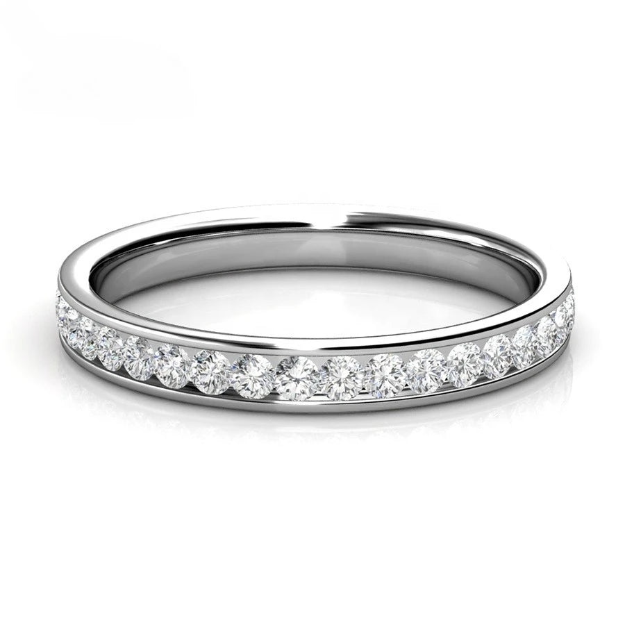 Daisini – Bague Éternité Cristaux Swarovski AAAA | Laiton Plaqué Or Blanc 18K, Stackable Mixte, Mariage & Fiançailles Soldes-ShopOnline