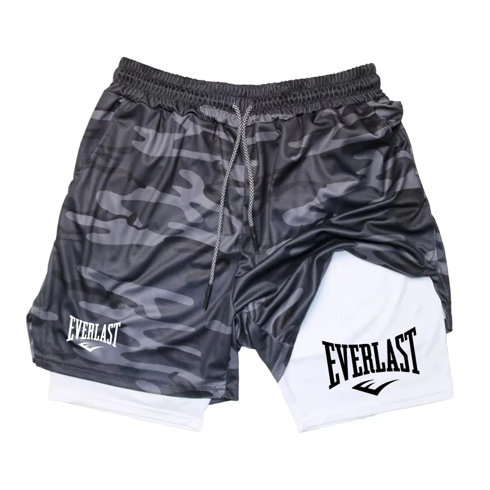 Short Sport Homme 2-en-1 - Running Fitness Gym Double Couche Entraînement Soldes-ShopOnline