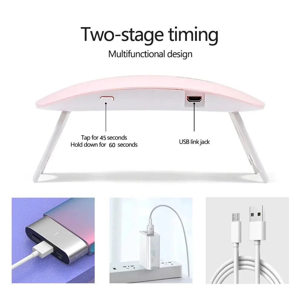 YIKOOLIN Mini Lampe à Ongles Gel  6W Polish Lampe Portable 6 LED UV Manicure Lamp Home USB Nail Phototherapy Machine à Prix Discount - Soldes-ShopOnline
