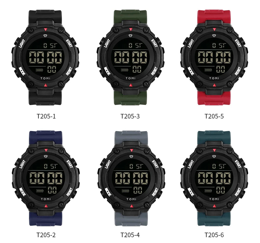 TOMI Tactical Digital Watch Military Green Black 4-Button Sport Modes Shockproof Waterproof Outdoor Hiking Soldes-ShopOnline