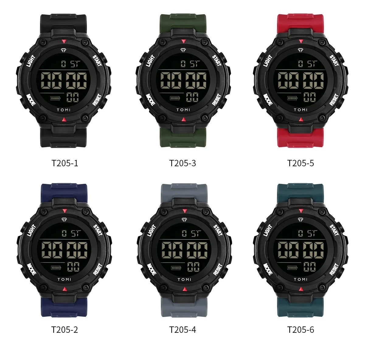 TOMI Tactical Digital Watch Military Green Black 4-Button Sport Modes Shockproof Waterproof Outdoor Hiking Soldes-ShopOnline