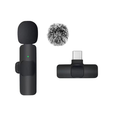 Basix Wireless Lavalier Microphone Audio Recording Mini Replaceable Windproof Wool Microphone for iPhone16 Shoot vlog YouTube Soldes-ShopOnline