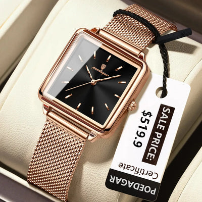 POEDAGAR Montre de mode pour dames Montre élégante carrée étanche pour femme Montres à quartz en acier inoxydable pour femmes féminin idée de cadeau à Prix Discount - Soldes-ShopOnline