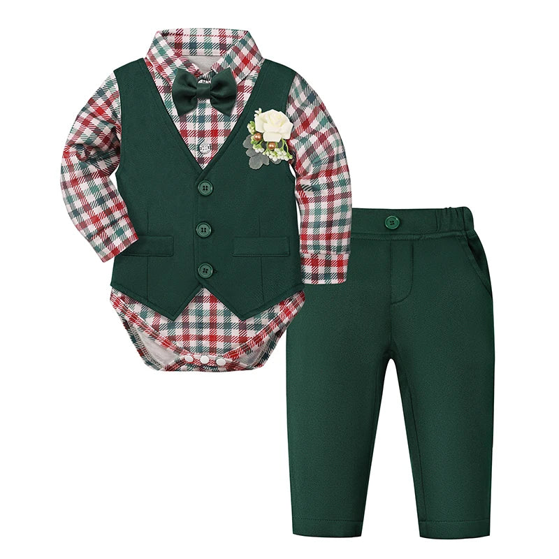 Costume Baptême Bébé Garçon Ensemble Formel | Gilet, Chemise, Pantalon – Baptême, Mariage, Pâques, Anniversaire – 3 à 18 Mois Soldes-ShopOnline