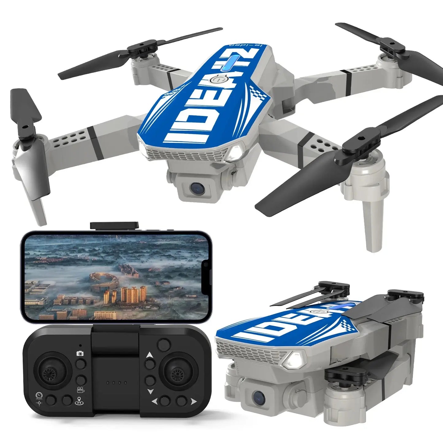 IDEA12 mini Drone 1080P HD Caméra 2 Batteries RC Quadcopter 2.4G WiFi FPV Flux optique pour enfants Cadeau RC HD vidéos - Soldes-ShopOnline