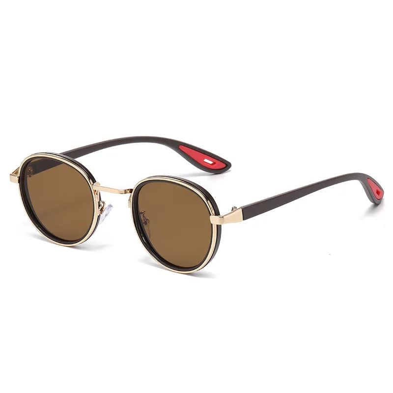 Lunettes de Soleil Rondes GIOIO – Monture Métal Punk Y2K, UV400, Anti-Lumière Bleue, Unisexe Soldes-ShopOnline