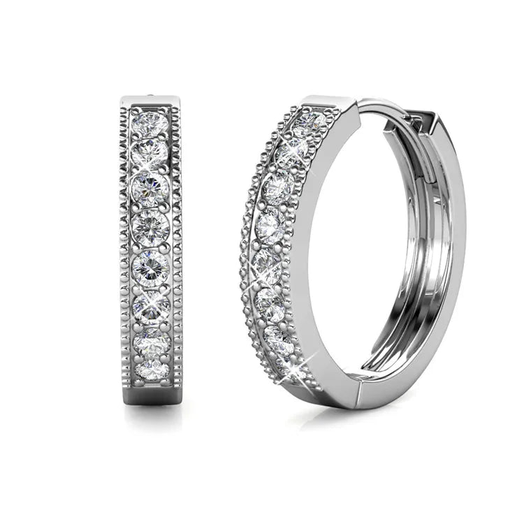 Daisini – Boucles d'Oreilles Créoles Scintillantes Cristaux Swarovski | Plaqué Or Rose 18K, Laiton Premium, Cadeau Femme Soldes-ShopOnline
