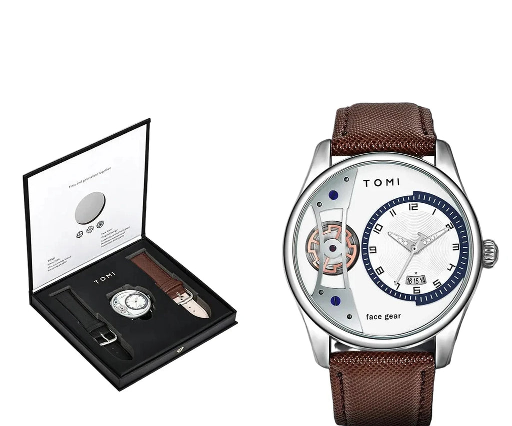 TOMI Set Gift Box for Men's Minimalist Business Quartz Watch Luxury Versatile Double Strap Detachable Watch Festival Gift Soldes-ShopOnline