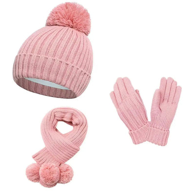 6PCS Kids Hat Scarf Gloves Set Winter Warm Knit Bonnet Mittens for Boys Girls Soldes-ShopOnline