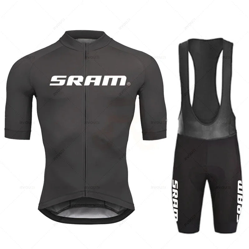 Tenue Cyclisme Homme SRAM Pro 2024 – Maillot + Cuissard Gel, Noir Soldes-ShopOnline