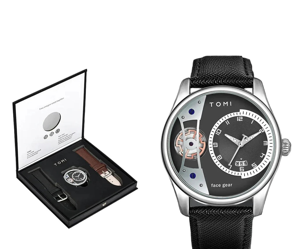 TOMI Set Gift Box for Men's Minimalist Business Quartz Watch Luxury Versatile Double Strap Detachable Watch Festival Gift Soldes-ShopOnline