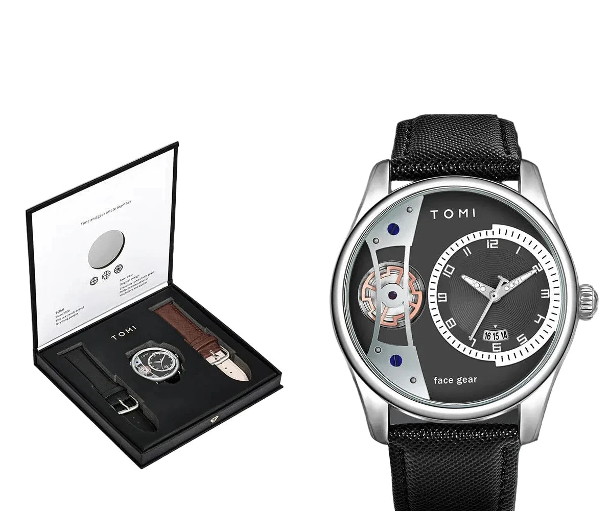 TOMI Set Gift Box for Men's Minimalist Business Quartz Watch Luxury Versatile Double Strap Detachable Watch Festival Gift Soldes-ShopOnline