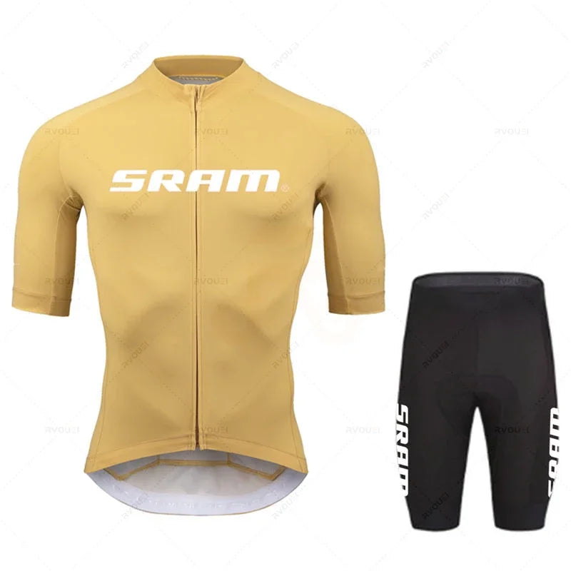 Tenue Cyclisme Homme SRAM Pro 2024 – Maillot + Cuissard Gel, Noir Soldes-ShopOnline