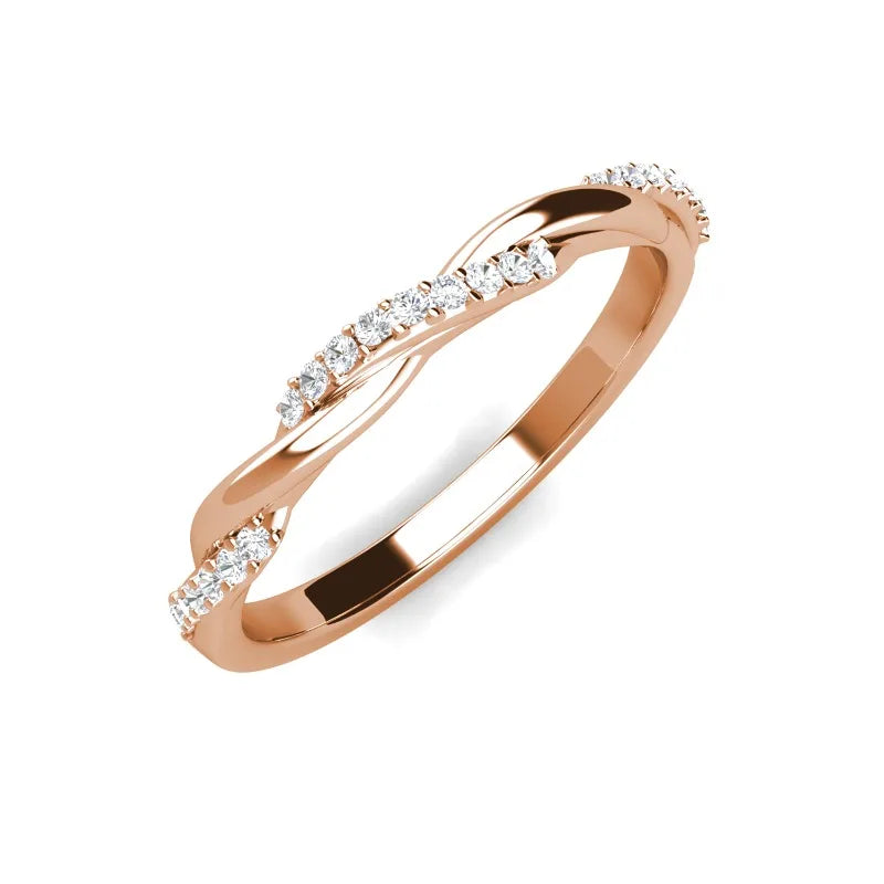 Daisini – Bague Torsadée 22 Cristaux Swarovski PP2 | Laiton Plaqué Or Rose, Ultra-Légère, Mariage & Quotidien Soldes-ShopOnline