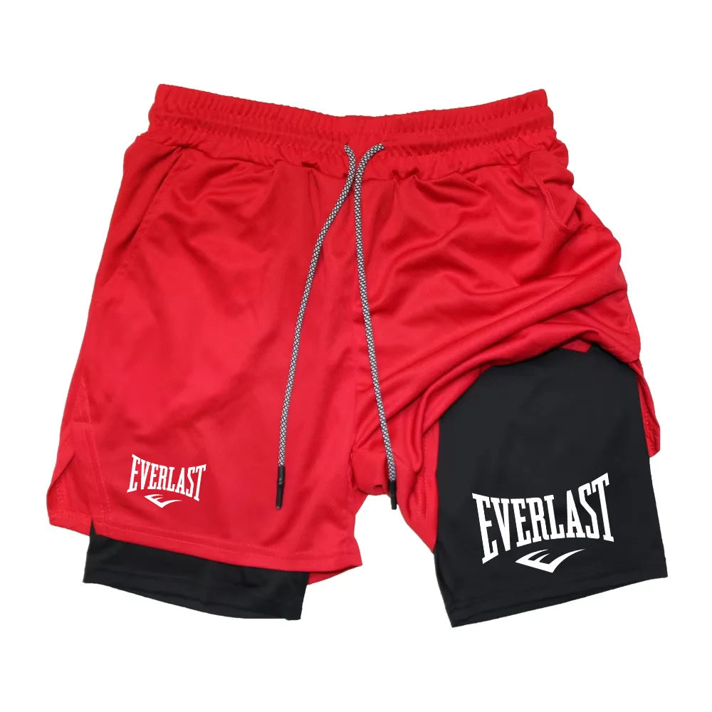 Men Running Shorts 2 In 1 Double-deck Sport Shorts  Gym Fitness Short Pants Training Jogging Bottom Men's Clothing RL0615 Soldes-ShopOnline