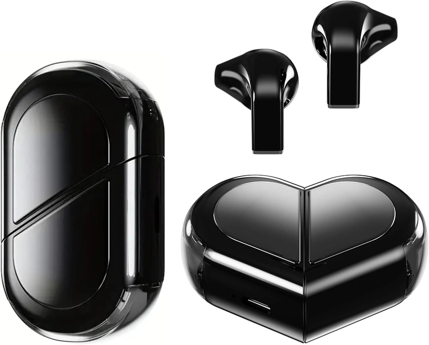 Ecouteurs Bluetooth Forme Coeur Rotatifs – Touch Control, ANC, Cadeau Fille Soldes-ShopOnline