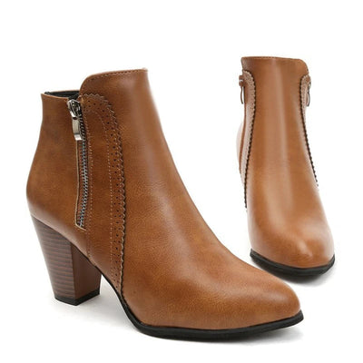 2024 new autumn ladies boot Coarse heeled outdoor nonslip shoe Retro Zipper Fashion Boots Comfort casual women's shoes Botas Soldes-ShopOnline