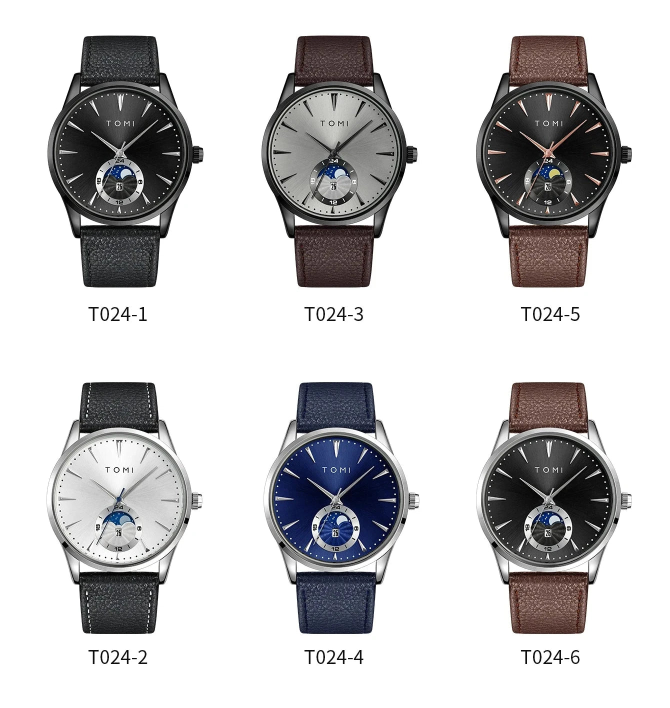 TOMI Men Luxury Leather Strap Watch Business and Leisure Large Dial Calendar Men Quartz Watch Relogio Masculino Soldes-ShopOnline