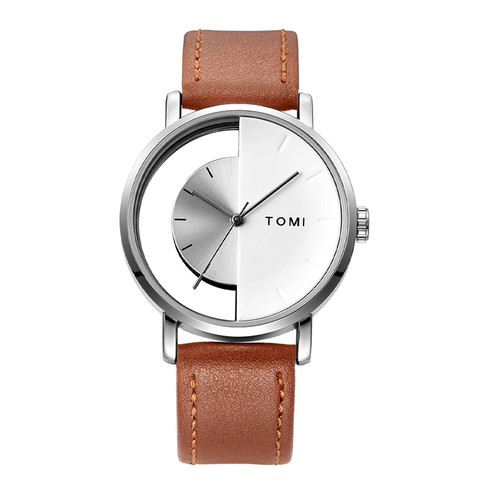 TOMI – Montre Quartz Squelette Design Hollow | Cadran Évidé Tendance, Bracelet PU, Mixte Fashion Soldes-ShopOnline
