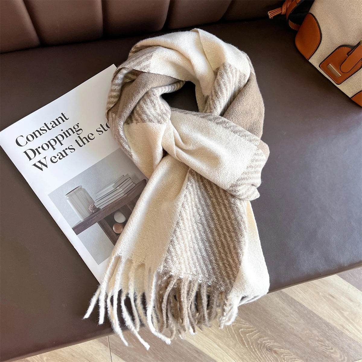 Luxury Winter Cashmere Scarf Women 2025 Design Warm Pashmina Blanket Poncho Scarves Female Shawl Wraps Thick Foulard Bufanda Soldes-ShopOnline