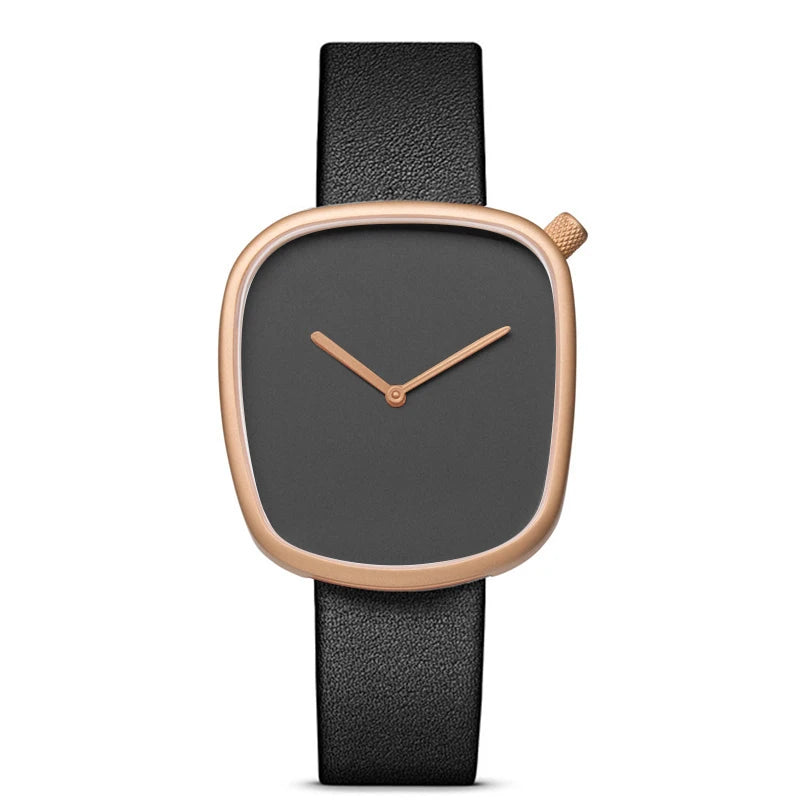 TOMI – Montre Quartz Minimaliste Boitier Carré Ultra-Fin | Homme & Femme, Bracelet Cuir, Cadeau Chic Soldes-ShopOnline