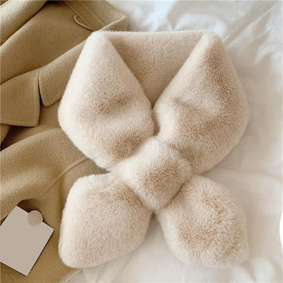 Fake Rabbit Fur Collar Scarf Women Keep Warm Thickening Fur Sjaal Colorful Cross Winter Scarf Autumn Winter Fake Fur Plush Elega Soldes-ShopOnline