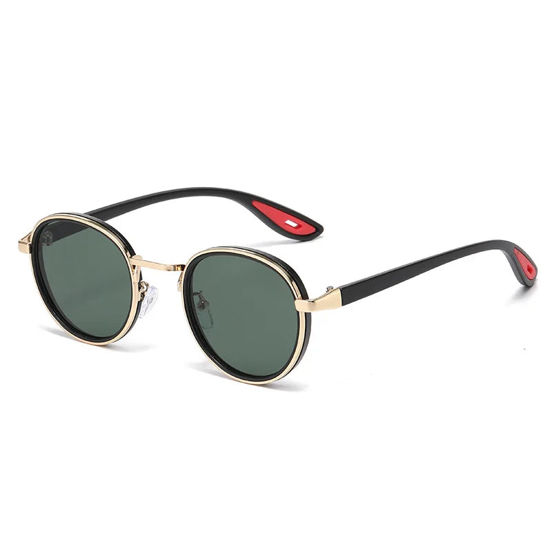 Lunettes de Soleil Rondes GIOIO – Monture Métal Punk Y2K, UV400, Anti-Lumière Bleue, Unisexe Soldes-ShopOnline