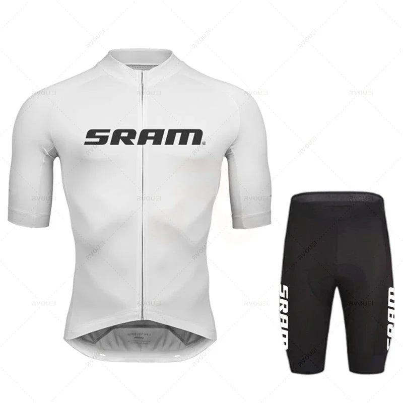 Tenue Cyclisme Homme SRAM Pro 2024 – Maillot + Cuissard Gel, Noir Soldes-ShopOnline