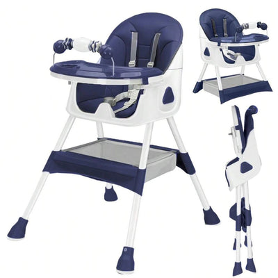 Foldable Baby High Chair 6 Months Plus, with Large Antislip Pad & ToyRack, Easy to Clean Feeding , E500 Soldes-ShopOnline