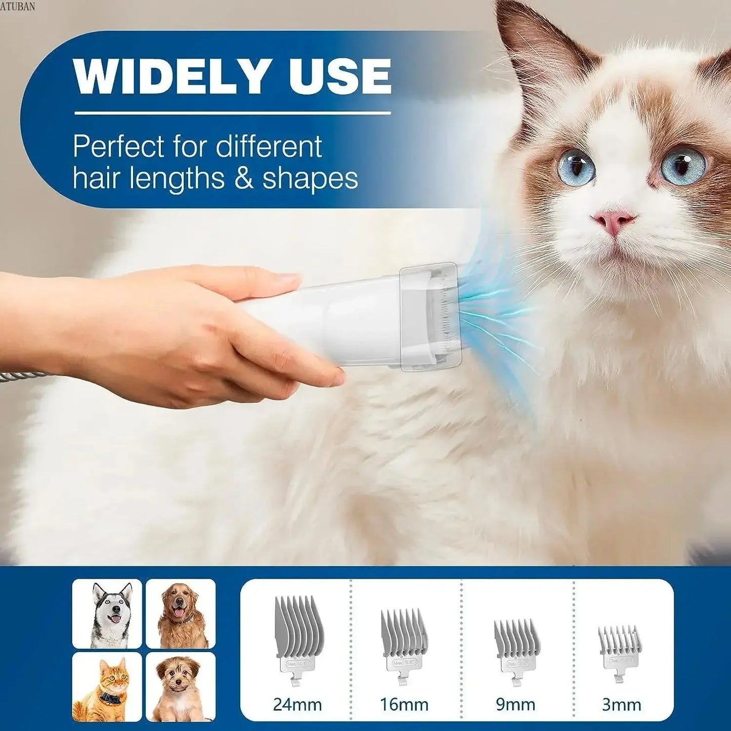 KIT de Toilettage Aspirateur de toilettage pour chiens et kit de toilettage pour animaux de compagnie avec une capacité de 2,3L Une plus grande tasse à poussière pour poils d'animaux de compagnie Aspirateur pour brosse pour chiens Aspirateur pour poils - Soldes-ShopOnline
