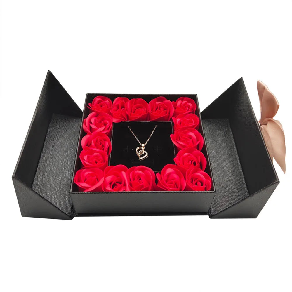Eternal Roses Gift Box with Design Necklace 100 Languages Love You Birthday Gifts for Her Women Wife Mom Girlfriend Valentines Soldes-ShopOnline