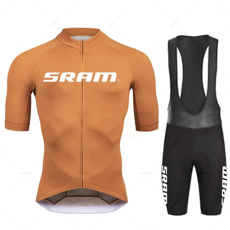Tenue Cyclisme Homme SRAM Pro 2024 – Maillot + Cuissard Gel, Noir Soldes-ShopOnline