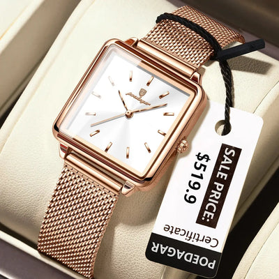 POEDAGAR Montre de mode pour dames Montre élégante carrée étanche pour femme Montres à quartz en acier inoxydable pour femmes féminin idée de cadeau à Prix Discount - Soldes-ShopOnline