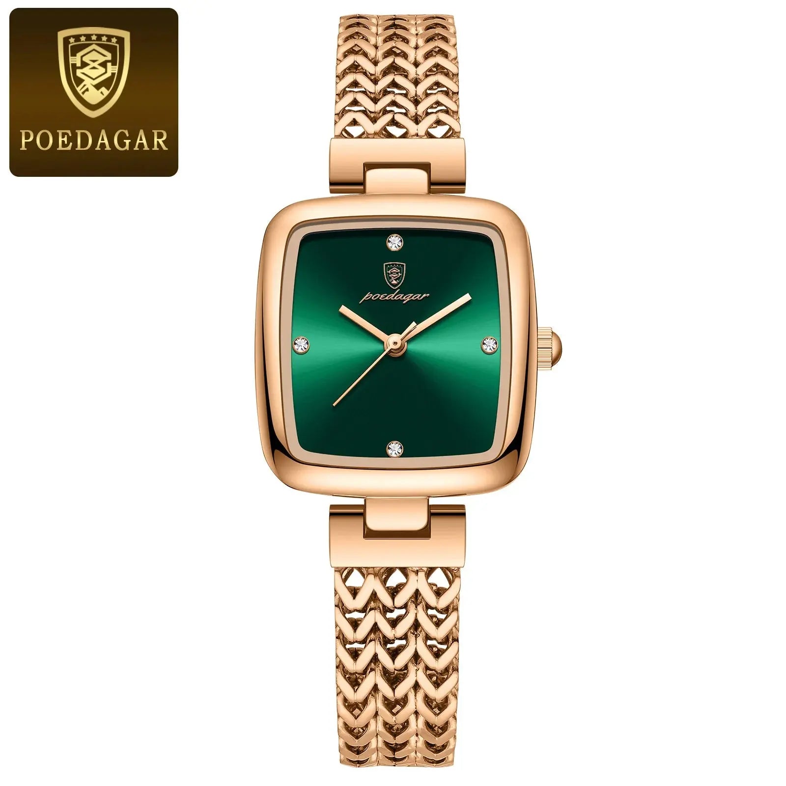 POEDAGAR Montre carrée de luxe pour femme étanche en acier inoxydable dames montre à quartz robe élégantes montres pour femmes montres de filles - Soldes-ShopOnline