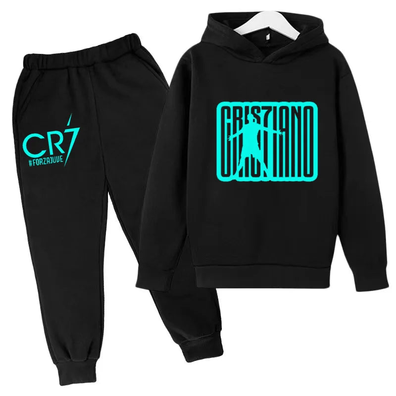Ensemble Jogging Enfant CR7 – Hoodie Imprimé + Pantalon, 3-12 Ans Soldes-ShopOnline