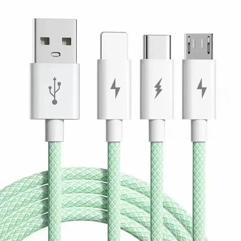 Câble USB-C 3-en-1 66W 6A Charge Ultra Rapide Tressé | Compatible iPhone, Samsung, Huawei, Xiaomi, OPPO – 1,2M & 2M Soldes-ShopOnline