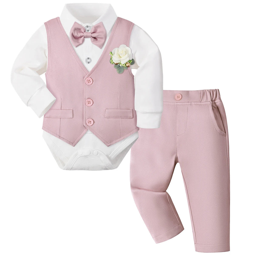 Costume Baptême Bébé Garçon Ensemble Formel | Gilet, Chemise, Pantalon – Baptême, Mariage, Pâques, Anniversaire – 3 à 18 Mois Soldes-ShopOnline