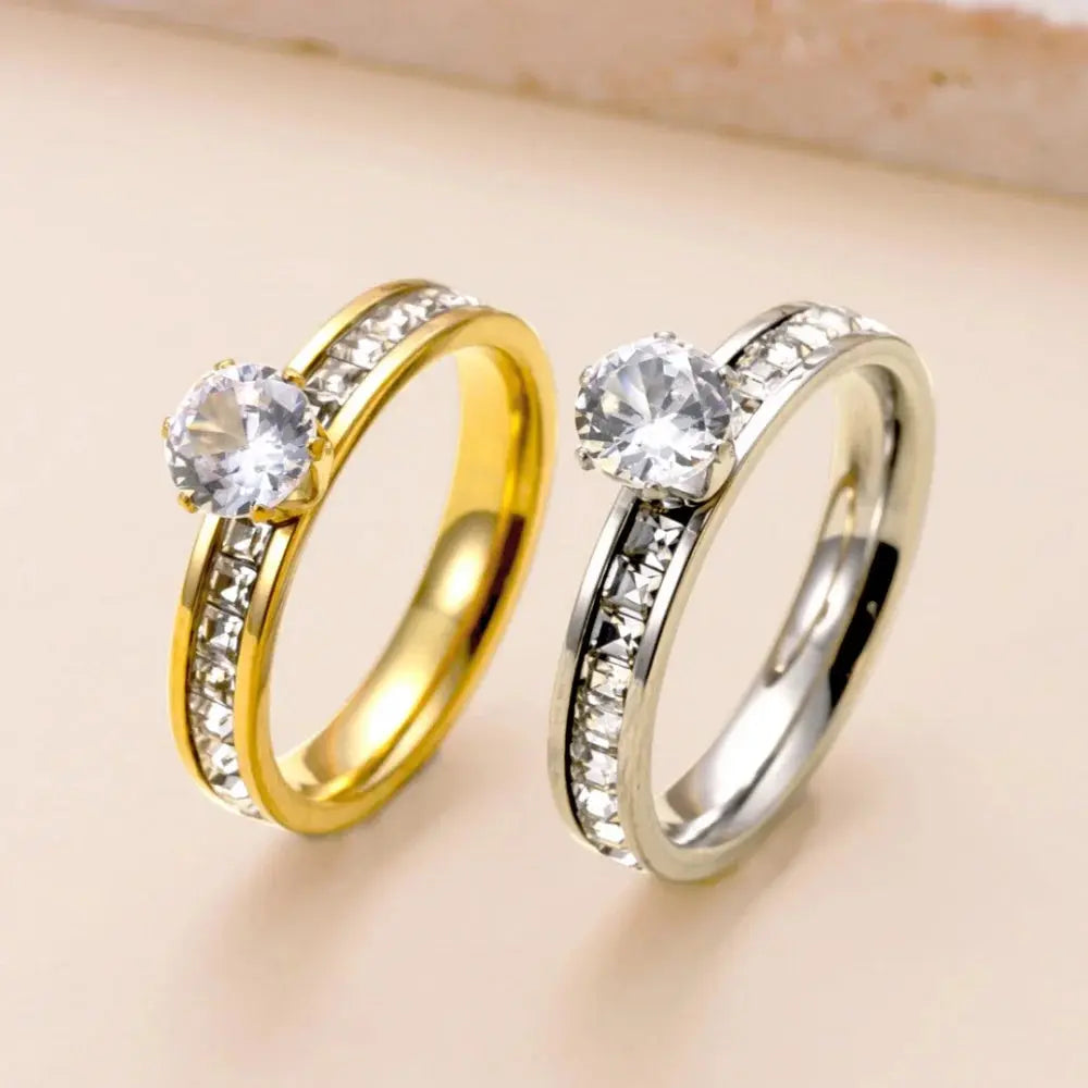 Bague en acier inoxydable 316L pour femmes de luxe Zircon Doigt Bijoux de mode Accessoires Cadeau de fête idée de cadeau femme fille à prix discount - Soldes-ShopOnline