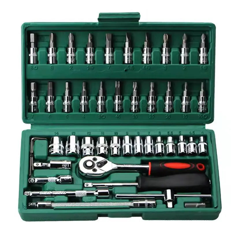 Coffret Outils 46 Pièces – Douilles 1/4", Clé à Cliquet, Tournevis | Auto, Maison, DIY – Mallette Rigide Incluse Soldes-ShopOnline