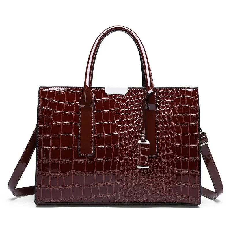 Sac à Main Femme Cuir PU Motif Crocodile – Grande Capacité, Vintage, Tote Bag Business Soldes-ShopOnline