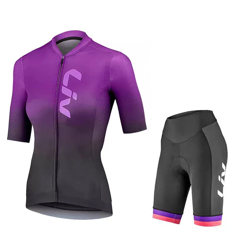 Tenue Cyclisme Femme LIV – Maillot + Cuissard Route, Séchage Rapide Été Soldes-ShopOnline
