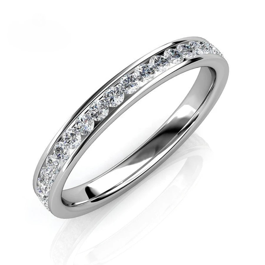 Daisini – Bague Éternité Cristaux Swarovski AAAA | Laiton Plaqué Or Blanc 18K, Stackable Mixte, Mariage & Fiançailles Soldes-ShopOnline