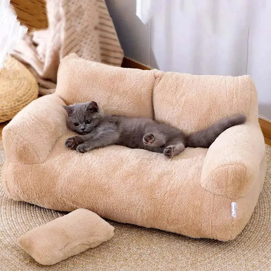 Lit pour chat de luxe Canapé d'hiver Chaud Nid de chat Lit pour animaux de compagnie pour petits chiens et moyens Chats Lit de chiot en peluche confortable Fournitures pour animaux de compagnie - Soldes-ShopOnline