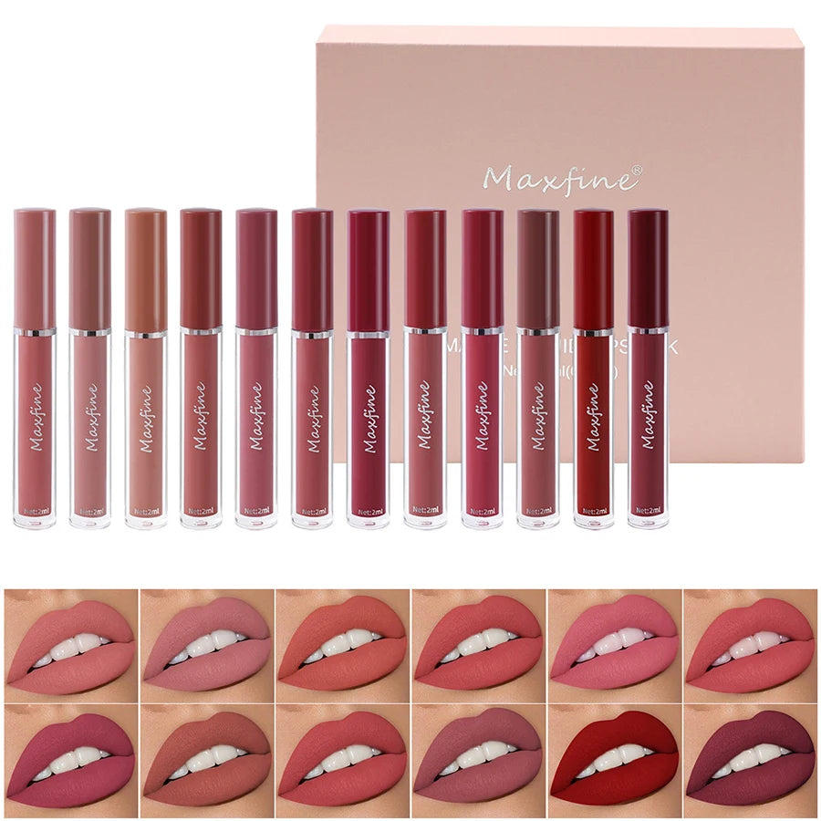 Coffret 6 Rouges à Lèvres Mats MAXFINE – Longue Tenue, Hydratant Soldes-ShopOnline