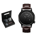 TOMI New 2PCS Casual Fashion Men Watch Gift Box Set Luxury Round Large Dial Calendar Men Quartz Watch Glasses Gift Box Soldes-ShopOnline